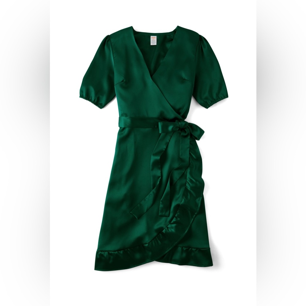 Green Ruffle Wrap Dress